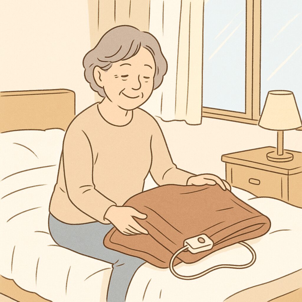 電気毛布をしまう女性
