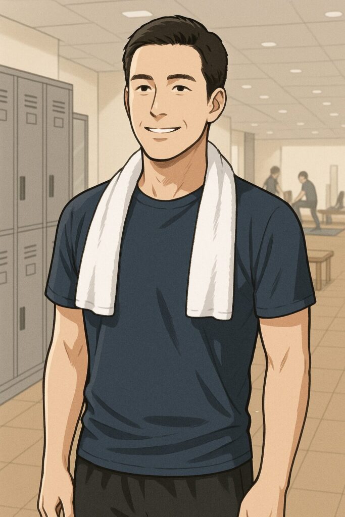トレーニングを終えた男性